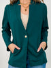 Boyfriend Fit Button Closure Executive Blazer in Hunter Green