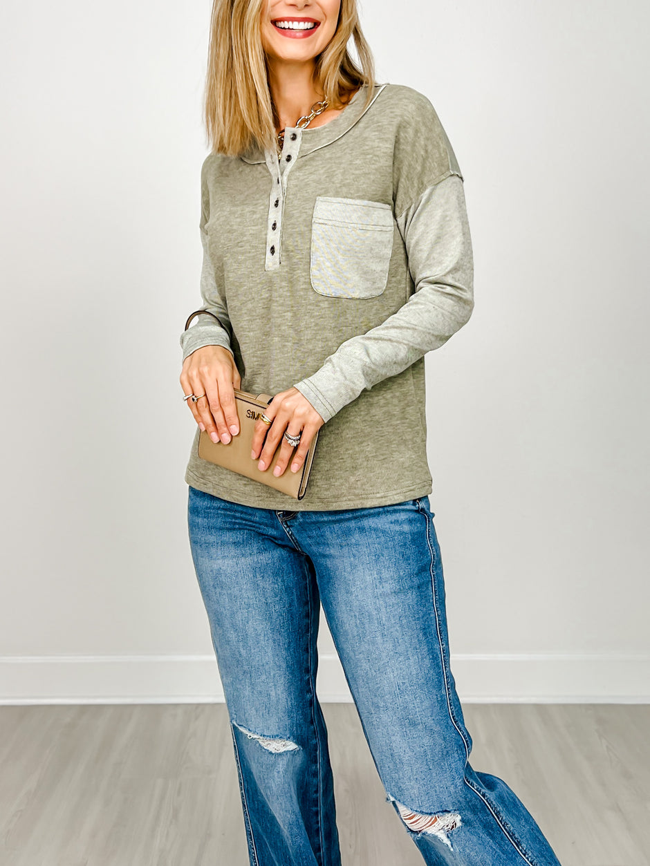 Henley Micro Brushed Knit top