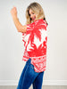 Mixed Tropical Print Top with Dolman Sleeves