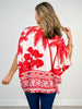Mixed Tropical Print Top with Dolman Sleeves