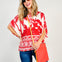 Mixed Tropical Print Top with Dolman Sleeves