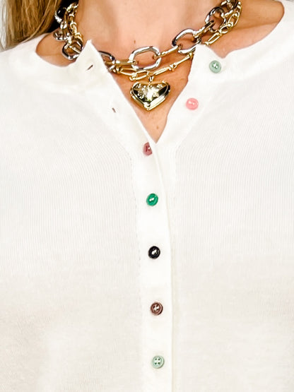 Multi-Color Button Sweater Cardigan