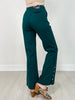 Gold Button Hem Gala Pants with Side Pockets in Hunter Green