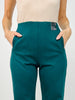 Gold Button Hem Gala Pants with Side Pockets in Hunter Green