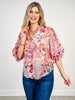 3/4 Length Sleeve Floral Print Button Down Top