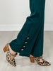 Gold Button Hem Gala Pants with Side Pockets in Hunter Green
