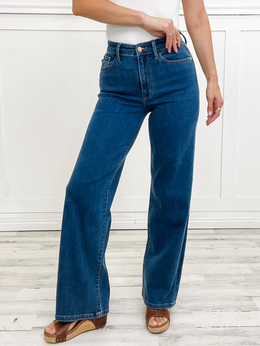 Judy Blue LIKE A HURRICANE Hi-Rise Vintage Wide Leg Denim Jeans