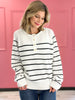 Button Striped Knit Sweater