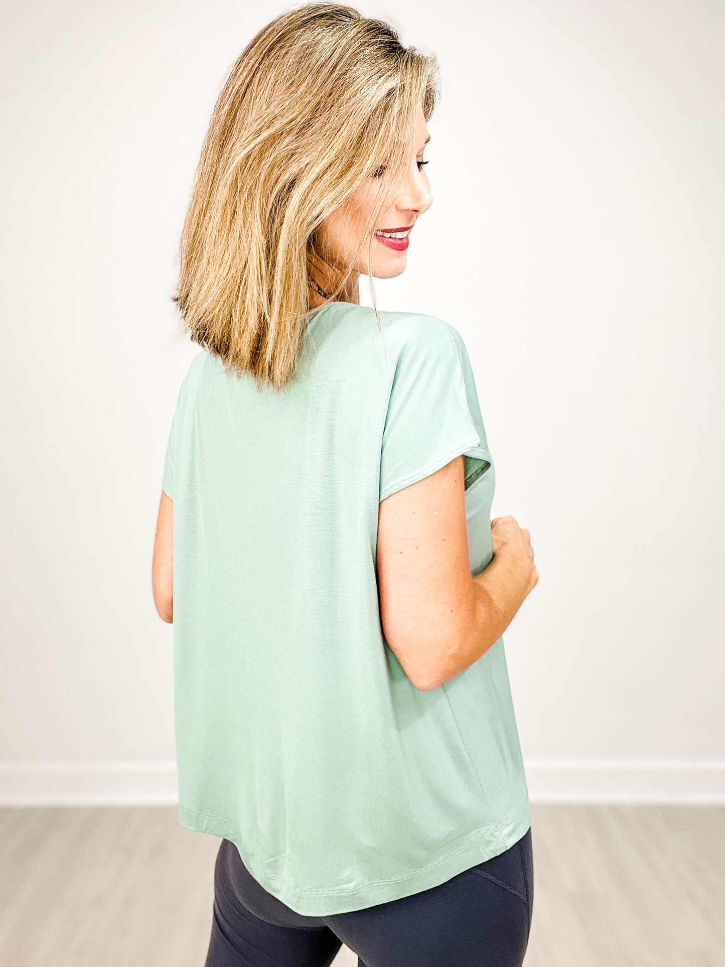 Short Sleeve Modal Basic Boat Neck Top