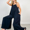 Textured Woven Sleeveless Jumpsuit with Pleat Details
