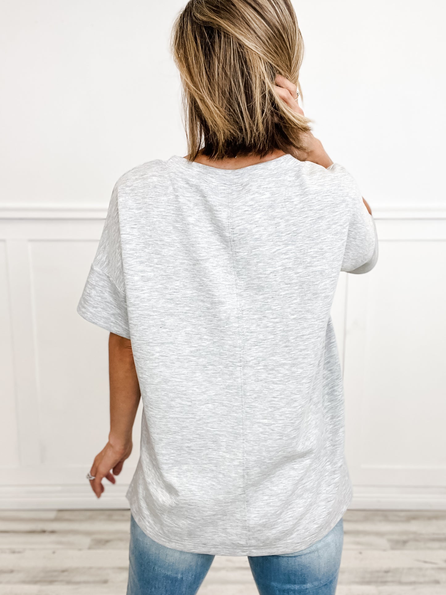 Easy Feeling Half Sleeve Oversized Knit Top with Front Pocket