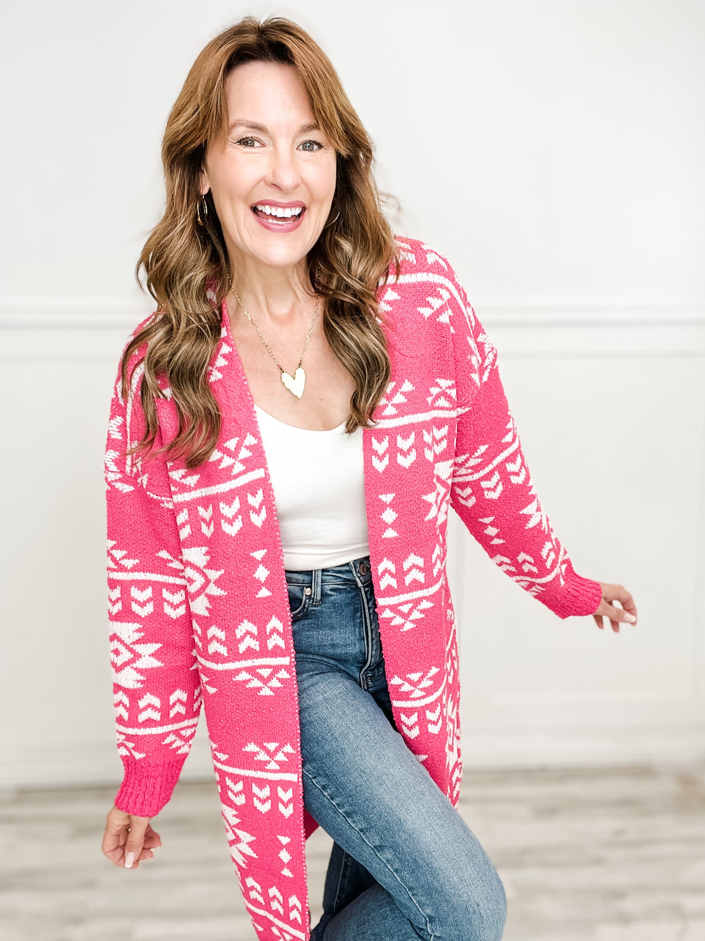 Long Sleeve Open Front Cardigan Aztec Sweater