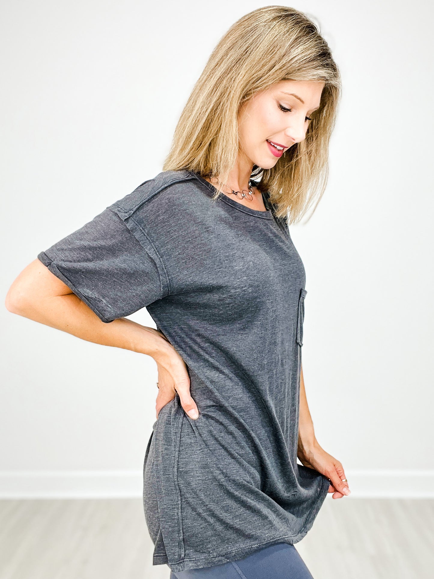 30a  SLUB MINERAL WASHED SHORT SLEEVES WITH POCKET