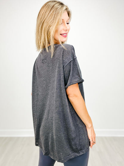 30a  SLUB MINERAL WASHED SHORT SLEEVES WITH POCKET