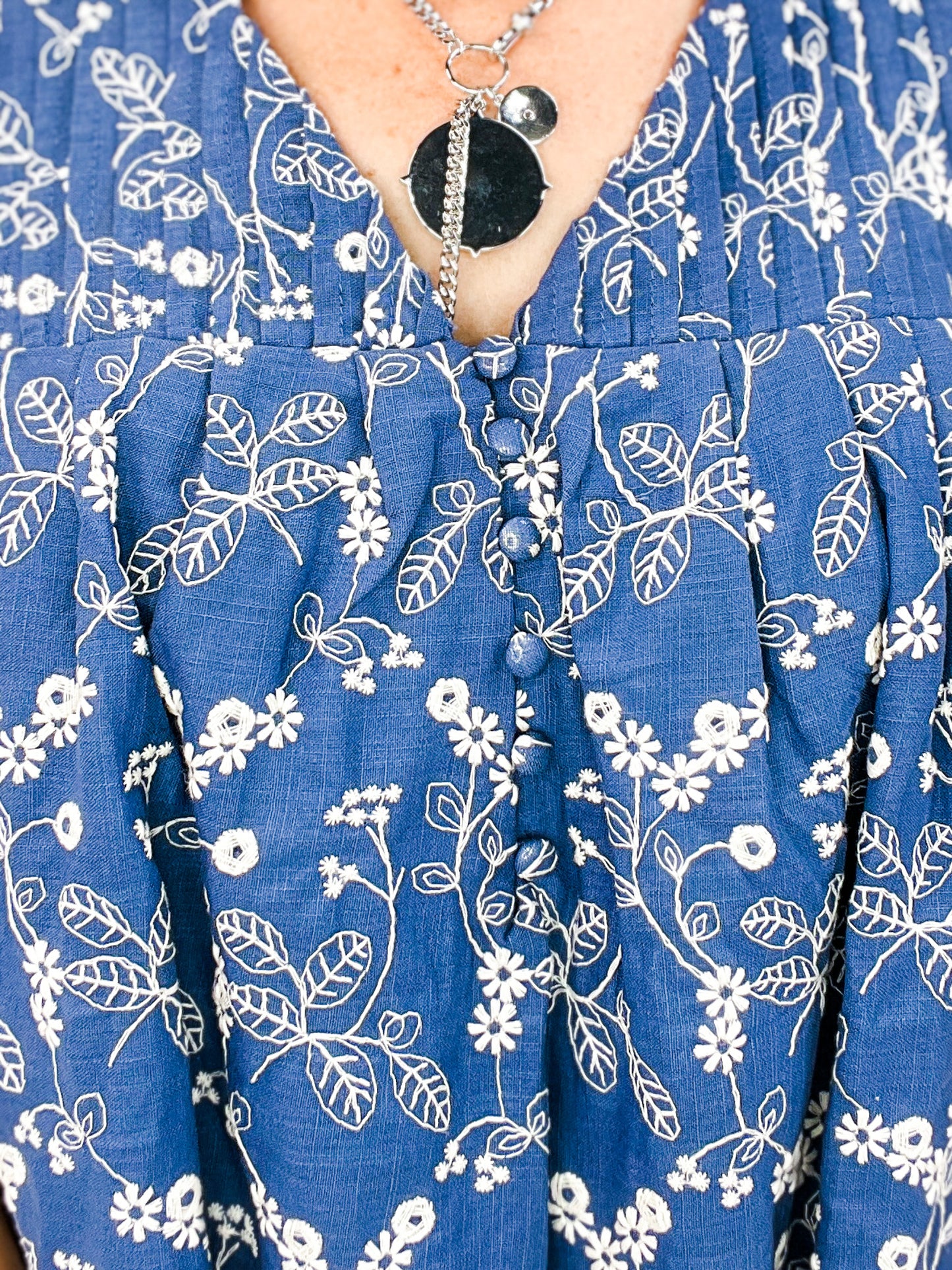 Daisy Days Embroidered Puff Sleeve Mini Dress