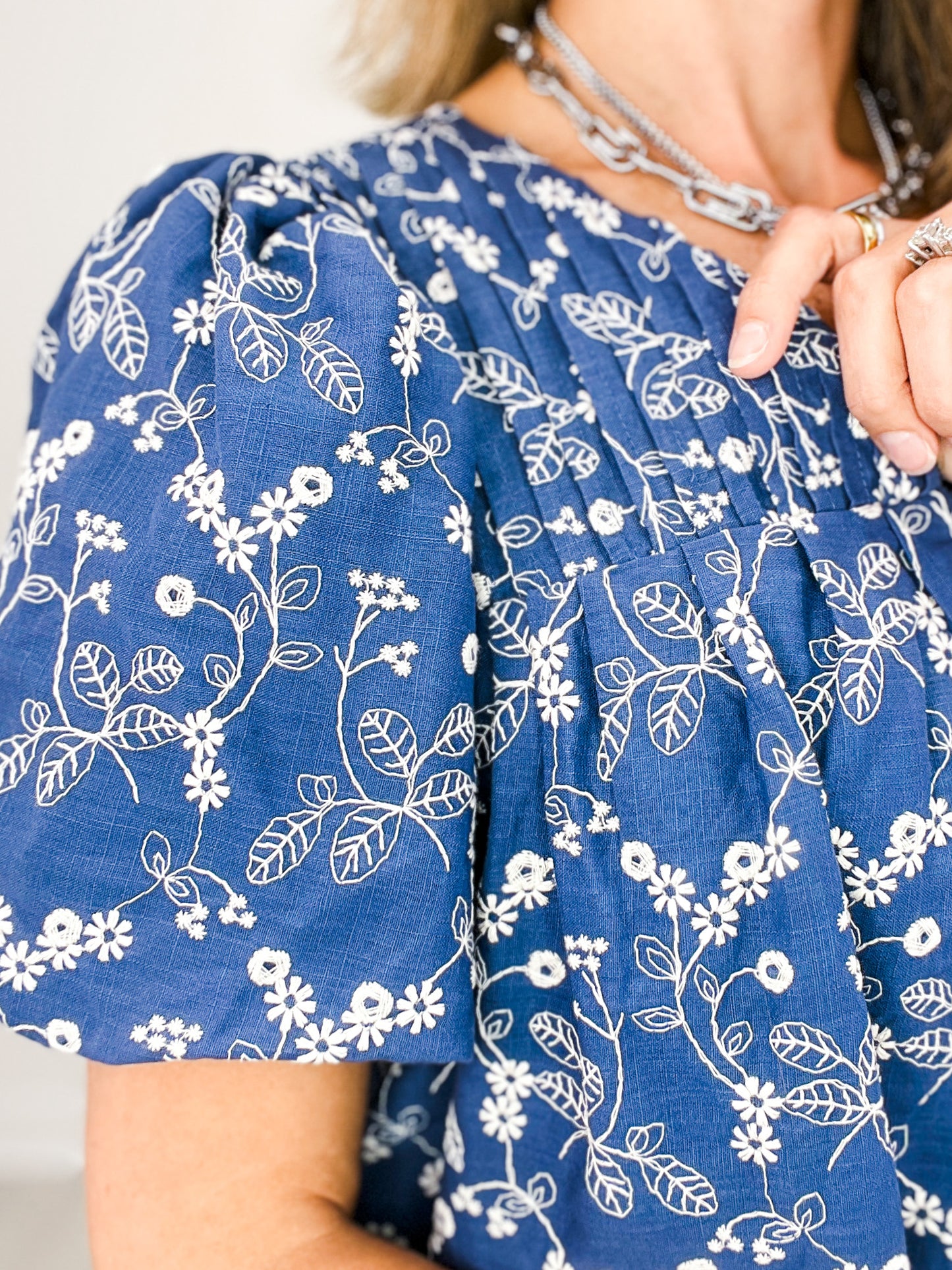 Daisy Days Embroidered Puff Sleeve Mini Dress