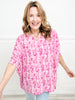 Dreaming in Fuchsia Short Sleeve Tunic Top with Hi-Lo Hem