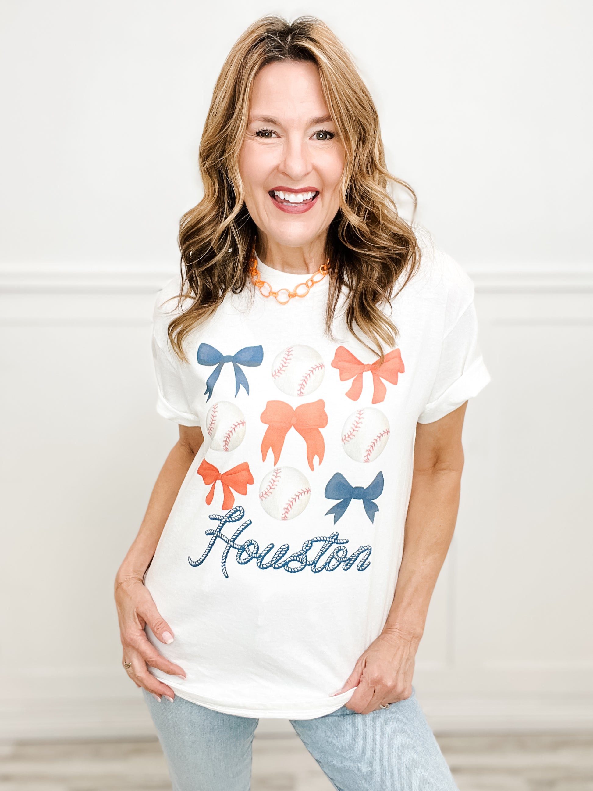 Houston Baseball and Bows Graphic Tee