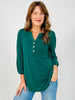 Solid 3/4 Sleeve Lizzy Top in Jewel Green