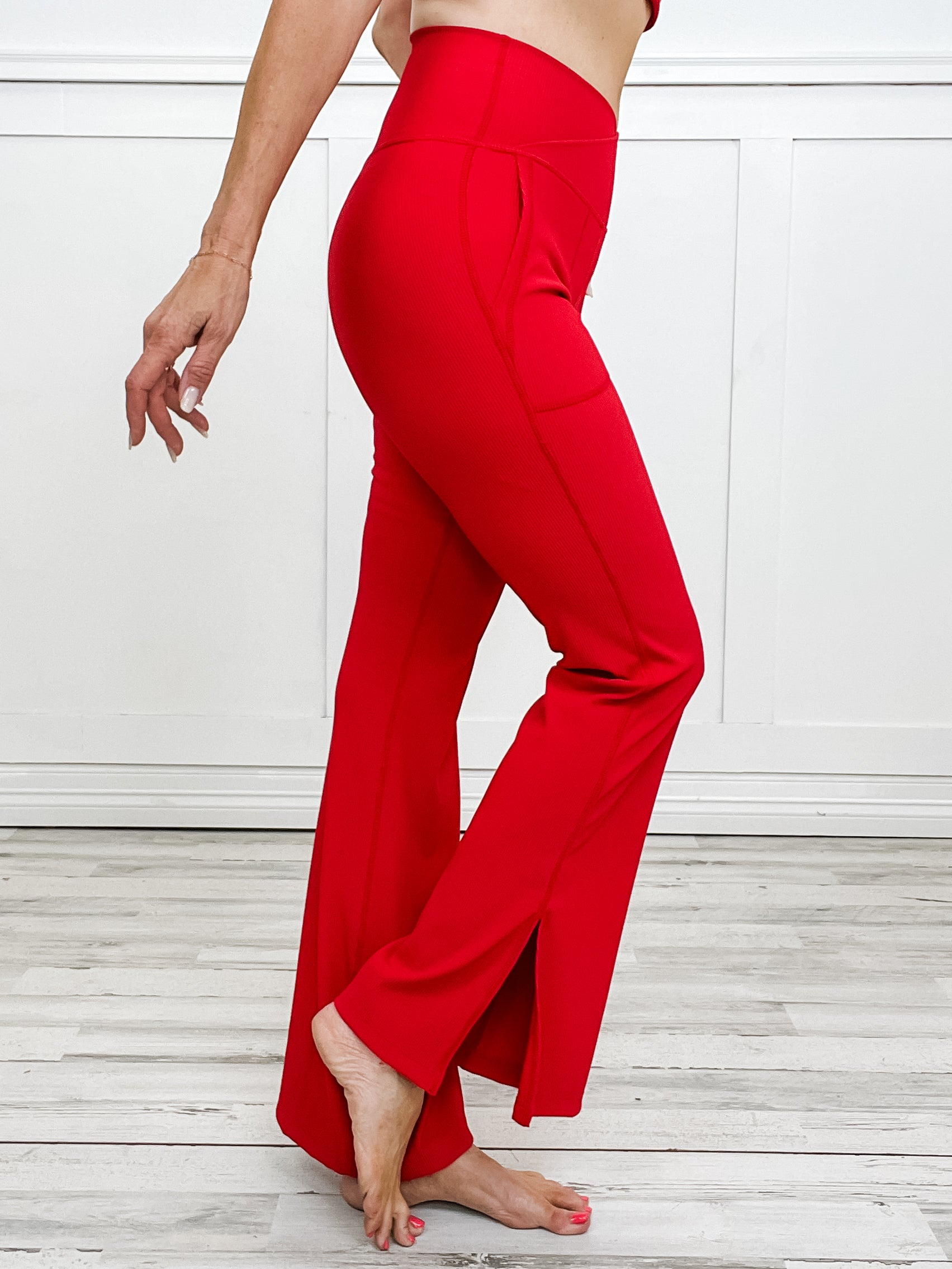 Nylon Ribbed Leisure Attire in Red