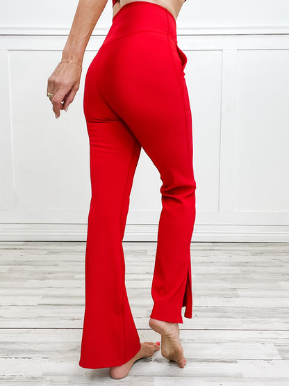 Nylon Ribbed Leisure Attire in Red