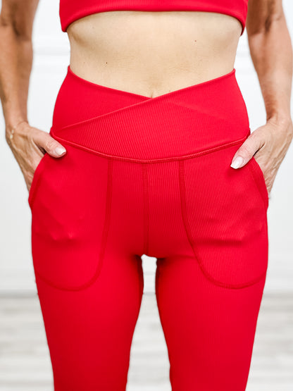 Nylon Ribbed Leisure Attire in Red