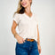 Hacci Slub V-Neck Drop Shoulder Top