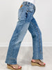 MINERAL WASHED MID RISE STRETCH DENIM JEANS