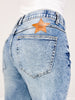 MINERAL WASHED MID RISE STRETCH DENIM JEANS