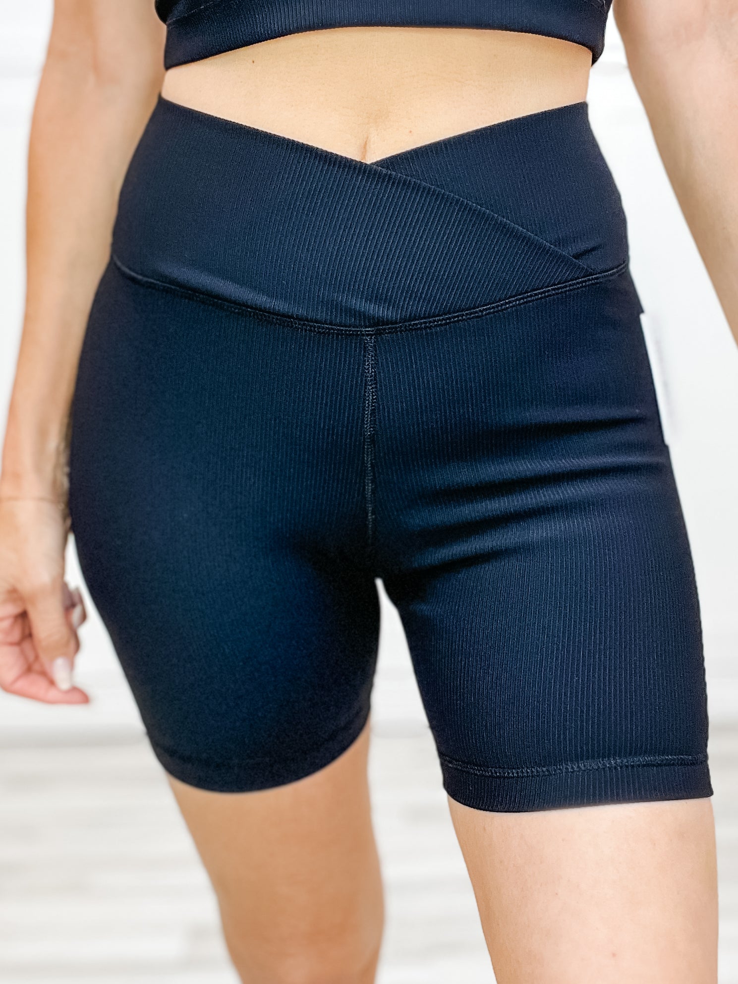 Nylon Ribbed Leisure Attire in Black