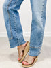 MINERAL WASHED MID RISE STRETCH DENIM JEANS