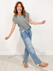 MINERAL WASHED MID RISE STRETCH DENIM JEANS