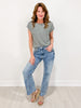 MINERAL WASHED MID RISE STRETCH DENIM JEANS