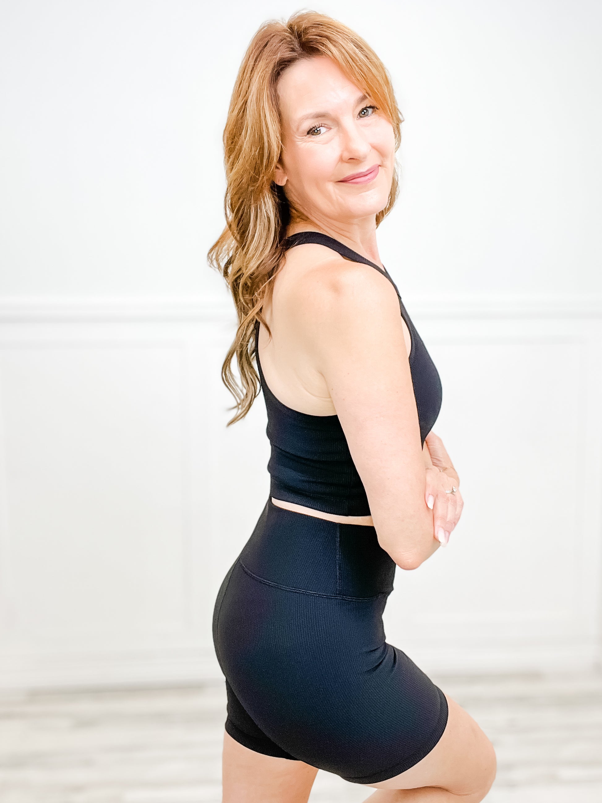 Nylon Ribbed Leisure Attire in Black