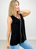 Sleeveless V-Neckline Top with Vertical Stone Trim Down Front