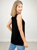 Sleeveless V-Neckline Top with Vertical Stone Trim Down Front