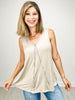 Sleeveless V-Neckline Top with Vertical Stone Trim Down Front
