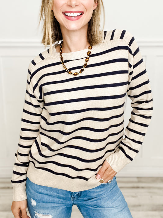 Long Sleeve Crew Neck Striped Sweater Top