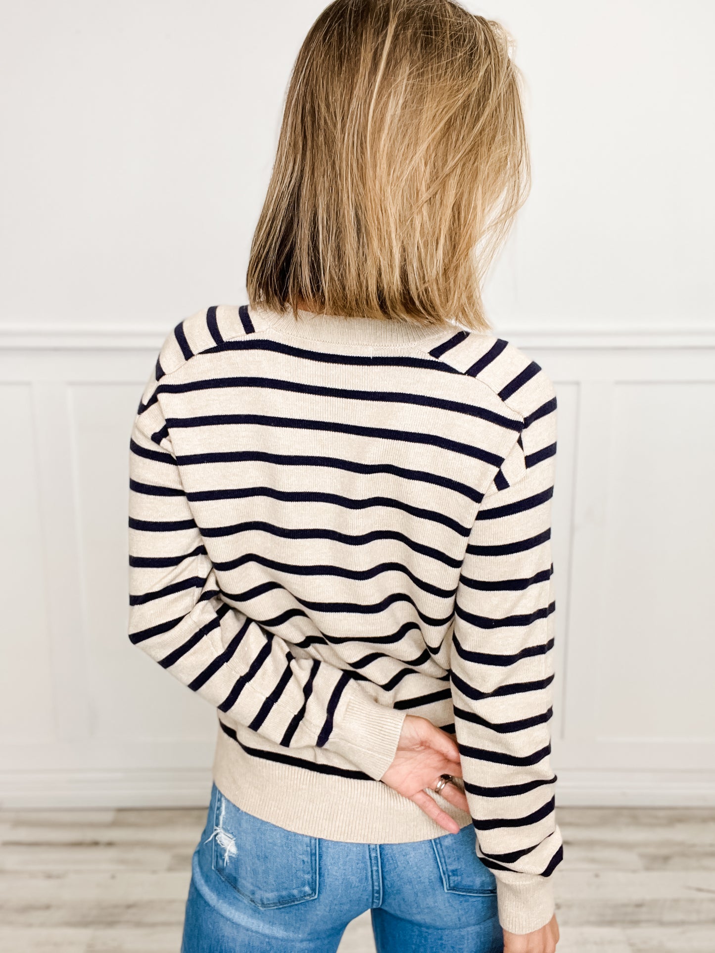 Long Sleeve Crew Neck Striped Sweater Top