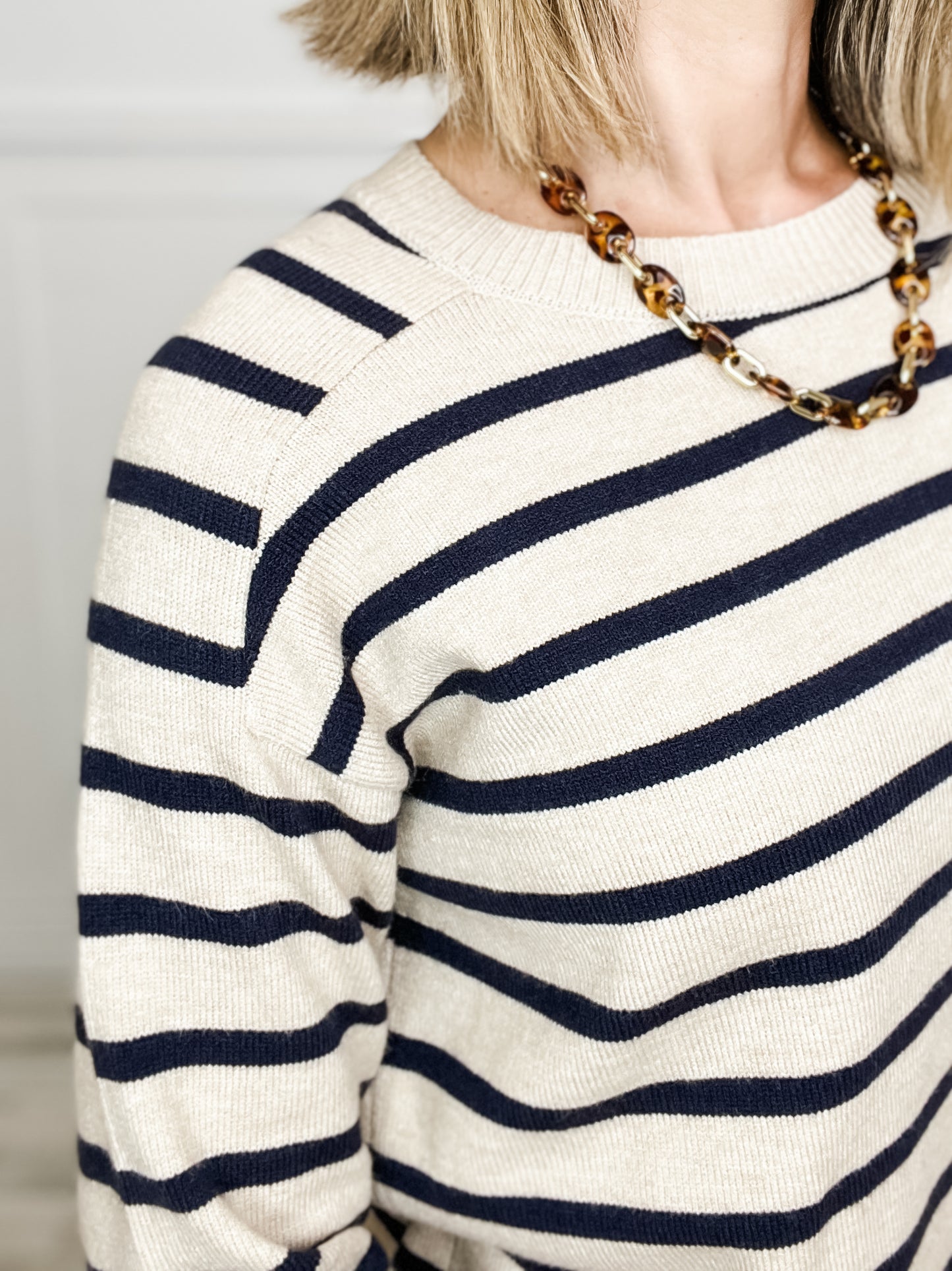 Long Sleeve Crew Neck Striped Sweater Top