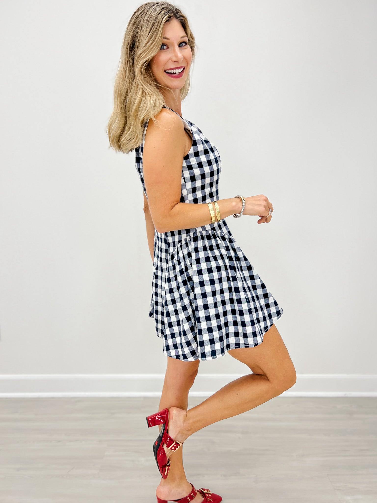 Vintage Gingham Sleeveless Mini Dress