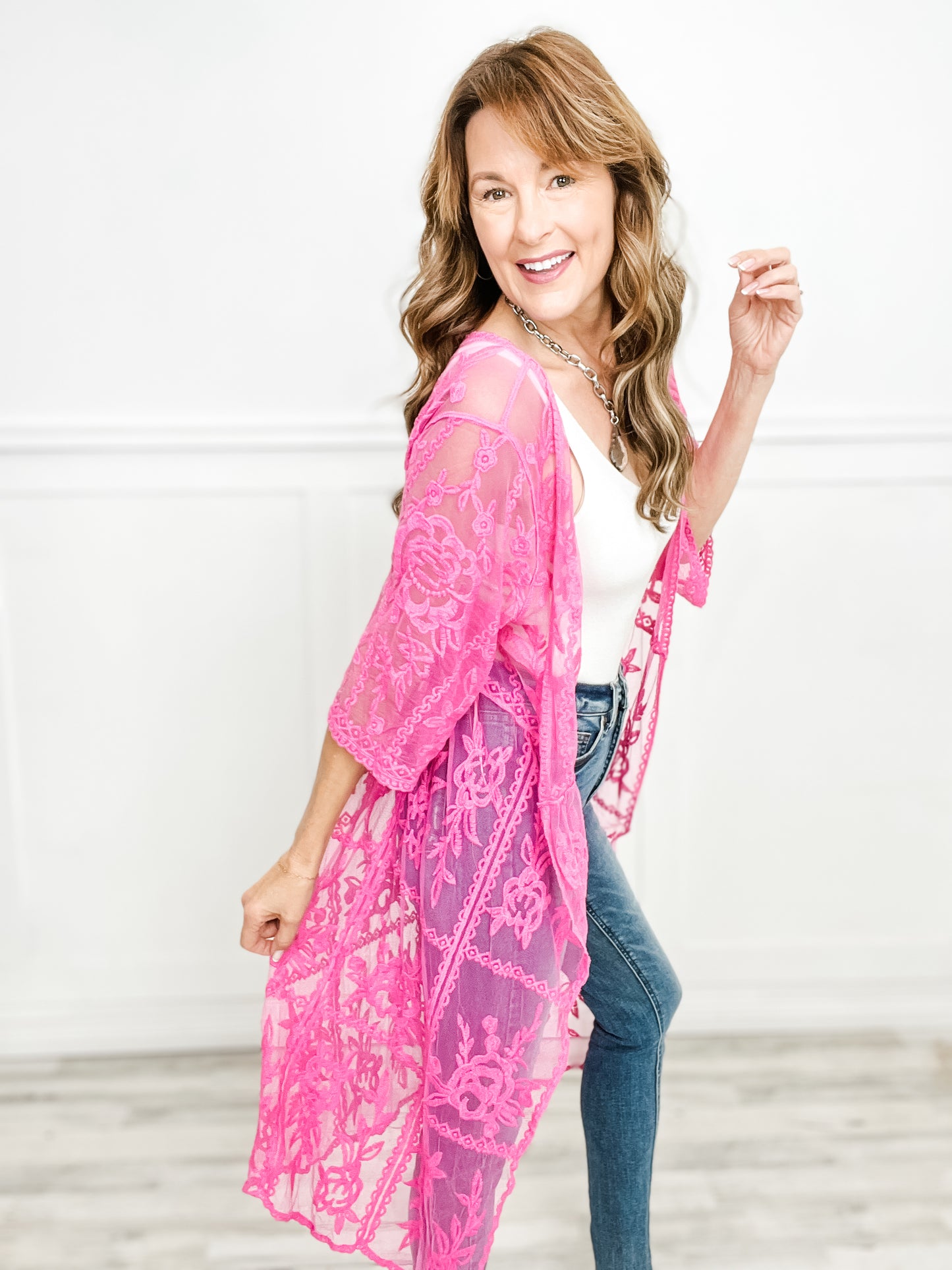 EMBROIDERED COVER UP KIMONO