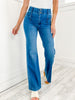 Can't Buy Me Love Cotton Stretch Denim Flared Pintuck Pants