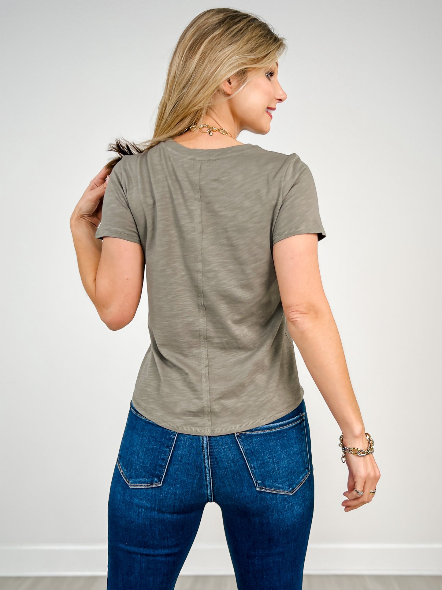 Cotton Slub Short Sleeve Baby Tee with Back Stitching