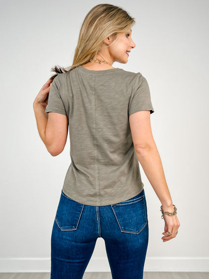 Cotton Slub Short Sleeve Baby Tee with Back Stitching