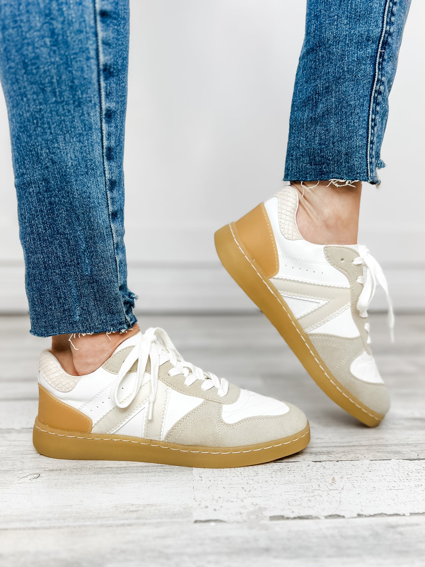 Mia Vesta Sneaker in White and Ecru