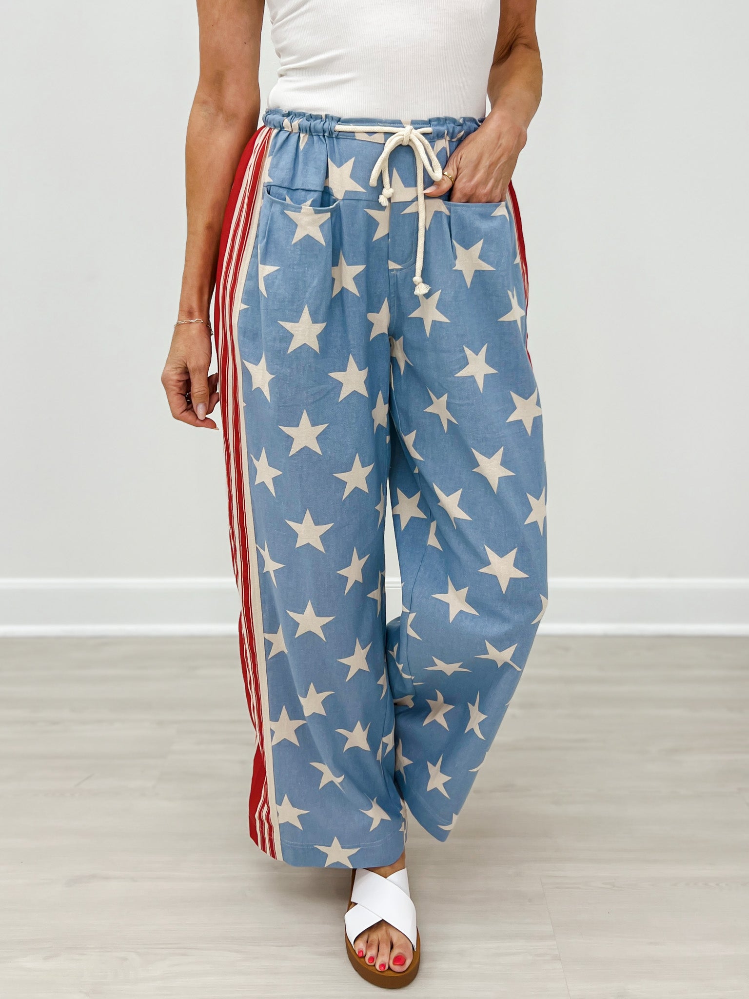Stars and Stripes Drawstring Waist Pants