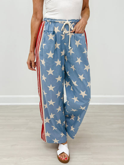 Stars and Stripes Drawstring Waist Pants