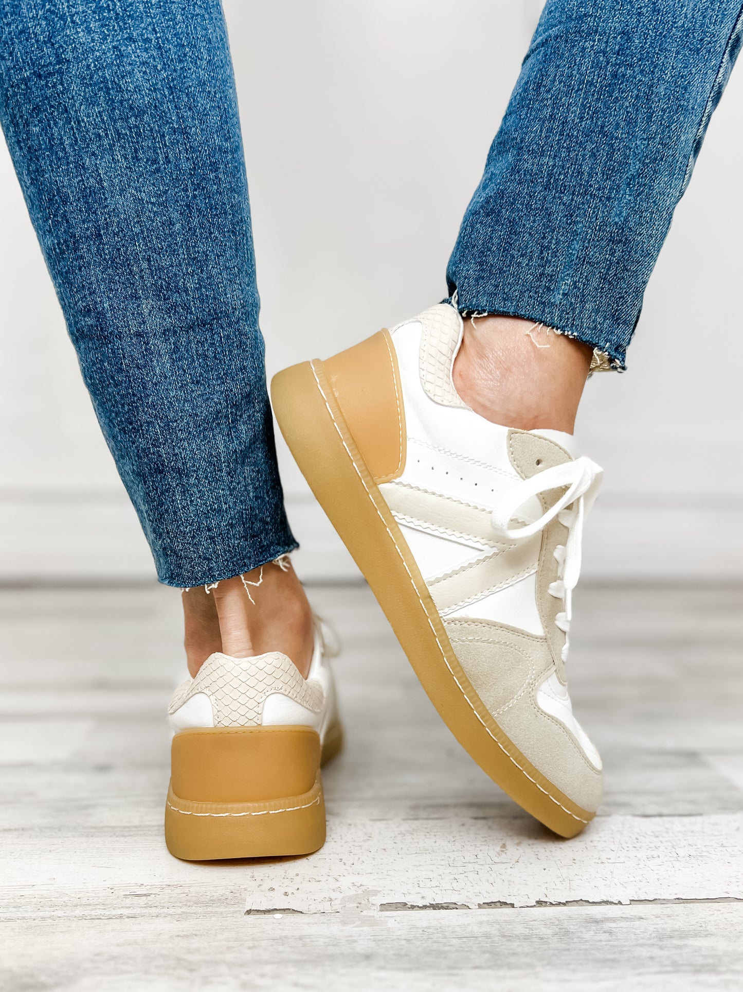 Mia Vesta Sneaker in White and Ecru