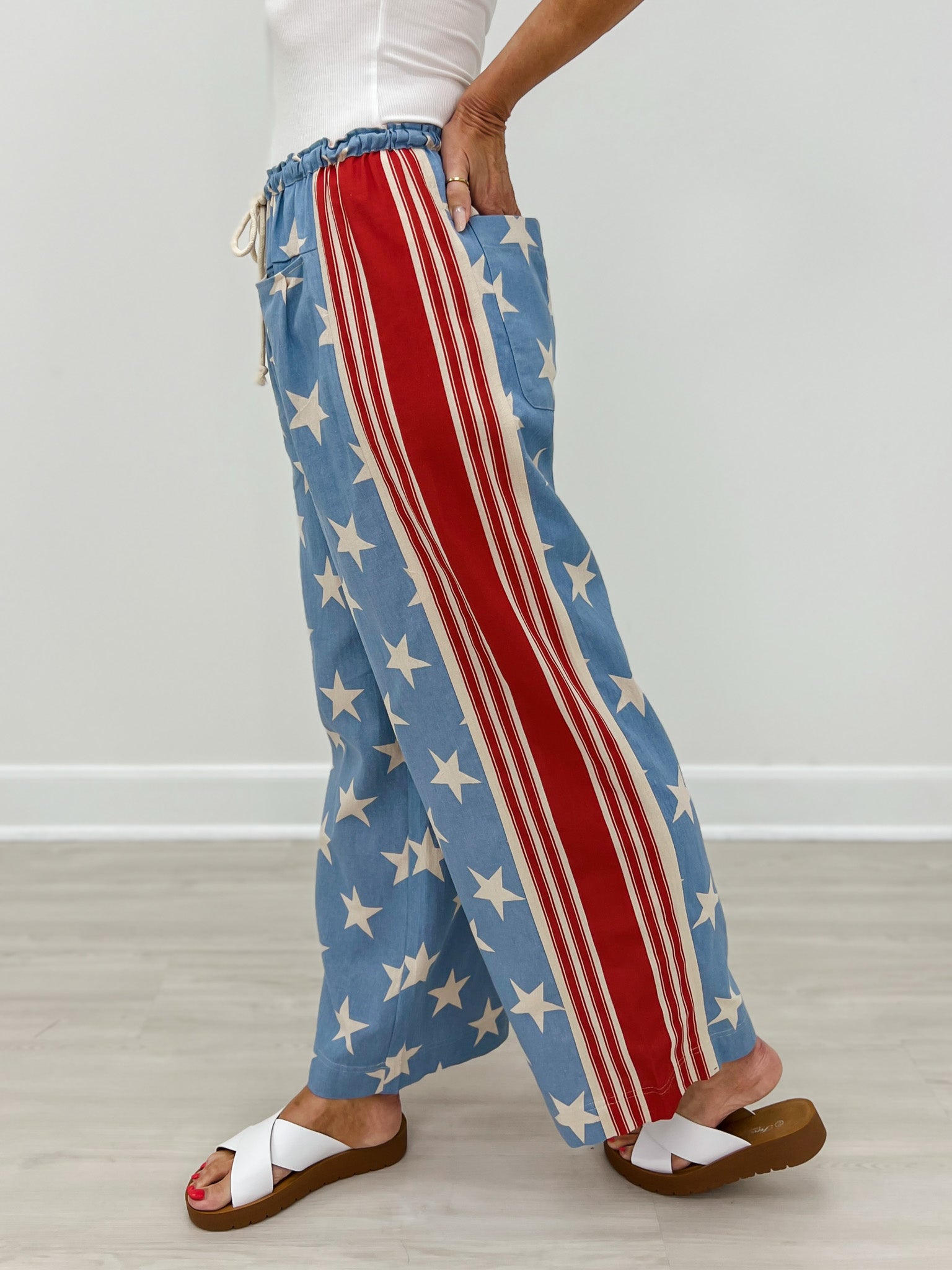Stars and Stripes Drawstring Waist Pants